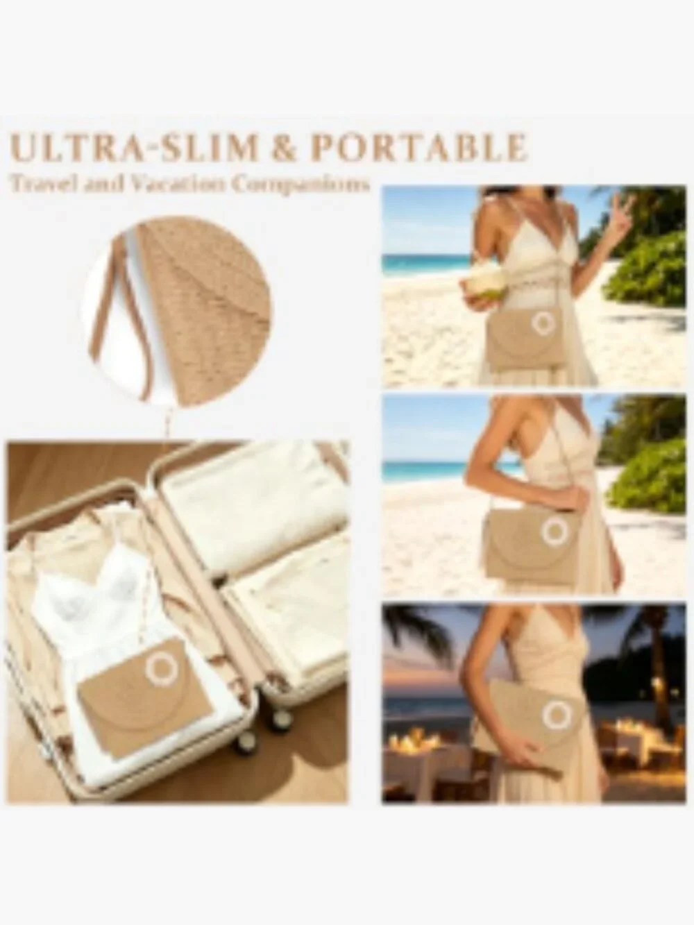 Straw Clutch Purse for Women Summer Crossbody Beach Bag Lightweight Woven